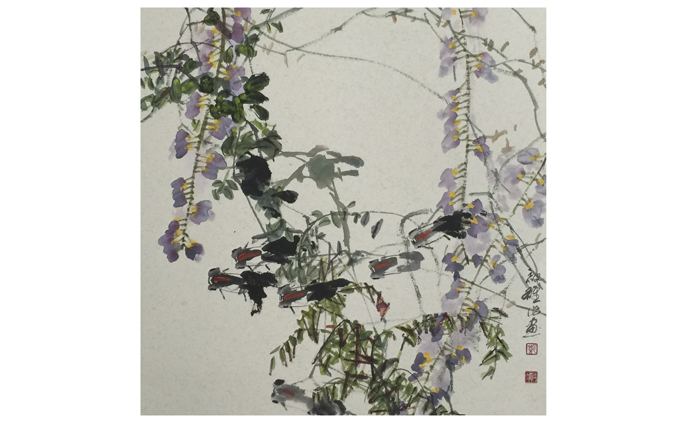 郑启雄-水墨花鸟