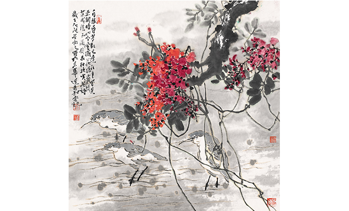 马叔雷-水墨花鸟